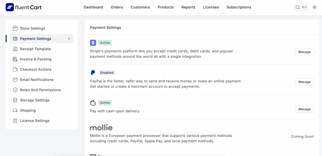 Payment, fluentcart